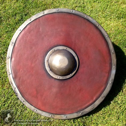 Standard Round, 26", front view. Faux metal and streatched leather finish